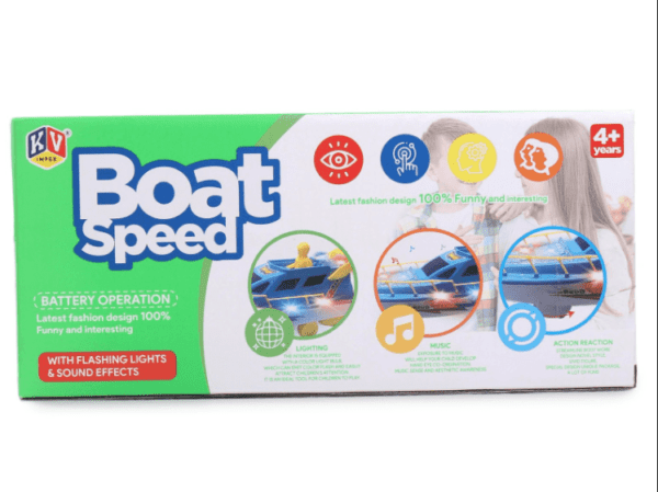 KV Impex Light Music Bump N Go Speed Boat Toy Back Side